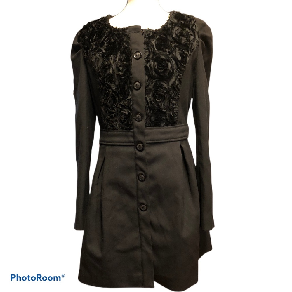 Radzoli | Black  Wool Blend Over Coat